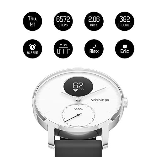 Withings Steel HR - Reloj inteligente híbrido con seguimiento de la actividad por GPS, control de la frecuencia cardíaca, seguimiento del sueño, sumergible y con una autonomía de 25 días