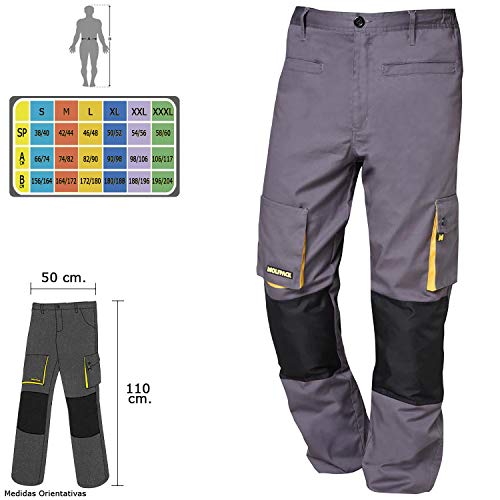 Wolfpack 15017110 - Pantalon de trabajo Gris/Negro, Talla 54/56 XXL