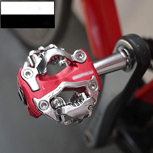 WOOAI Pedal MTB ZP-108S Pedal de Bicicleta de montaña Pedal de aleación de Aluminio autoblocante Pedal de Bicicleta MTB SPD Pedal de Bicicleta Accesorios de Bicicleta, Rojo con Taco