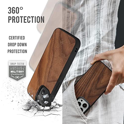 Woodcessories - Funda magnética compatible con iPhone 13 con cargador MagPad de madera, nogal.