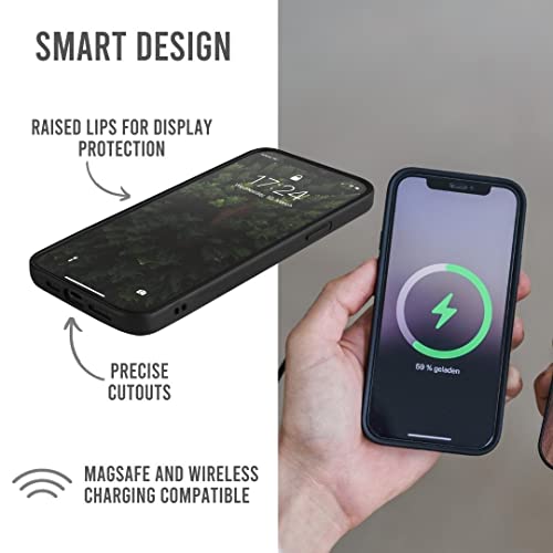Woodcessories - Funda magnética compatible con iPhone 13 con cargador MagPad de madera, nogal.