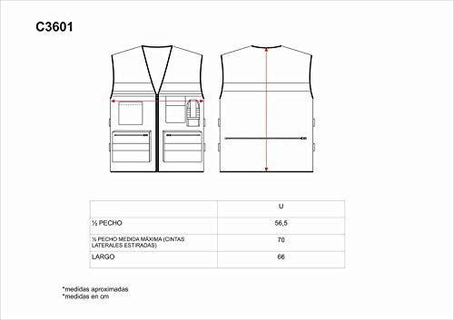Work Team Chaleco de alta visibilidad con ajustes laterales, multibolsillos, dos cintas reflectantes. HOMBRE Amarillo A.V. UNICA