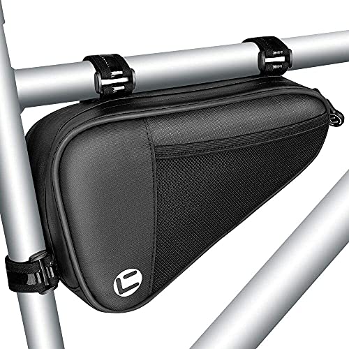 WOTOW Bolsa Triangular Impermeable de Bicicleta, Bolsa Triangular 1.5L para Bici con 3 Gancho y Bucle de Silicona, Icono y Marco Reflectante y Cremallera Impermeable, para MTB Bicicleta Carretera