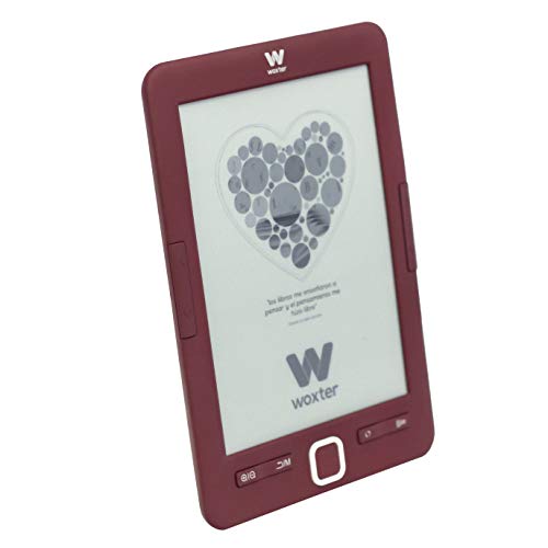 Woxter E-Book Scriba 195 Red - Lector de Libros electrónicos 6"(1024x758, E-Ink Pearl Pantalla más Blanca, EPUB, PDF) Micro SD, Guarda más de 4000 Libros, Textura engomada, Color Rojo