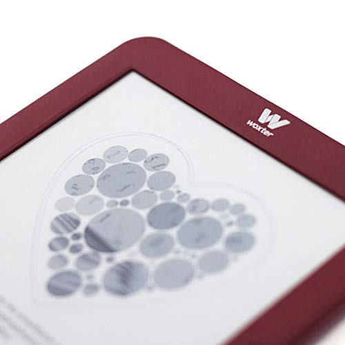 Woxter E-Book Scriba 195 Red - Lector de Libros electrónicos 6"(1024x758, E-Ink Pearl Pantalla más Blanca, EPUB, PDF) Micro SD, Guarda más de 4000 Libros, Textura engomada, Color Rojo