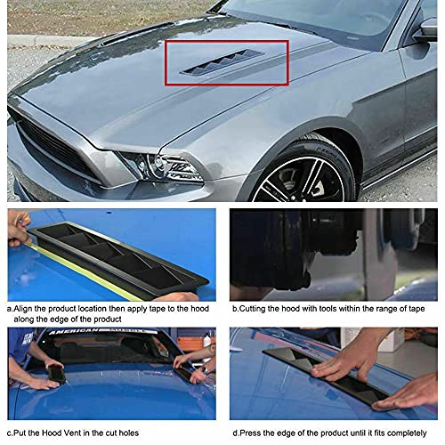 WRDD Automóvil Ventilación Toma De Aire Coche Capó Panel De Capó De Admita De Aire De Coche Universal Negro Abdominales 2pcs Revite Auto Accesorios Aire Coche Capó (Color : B)