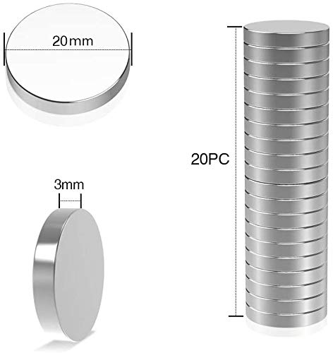 Wukong Imán de neodimio de 20x 3 mm, Mini imanes Extremadamente Fuertes,Para la cocina, Experimentos científicos,diseño de DIY, oficina (20 Piezas)