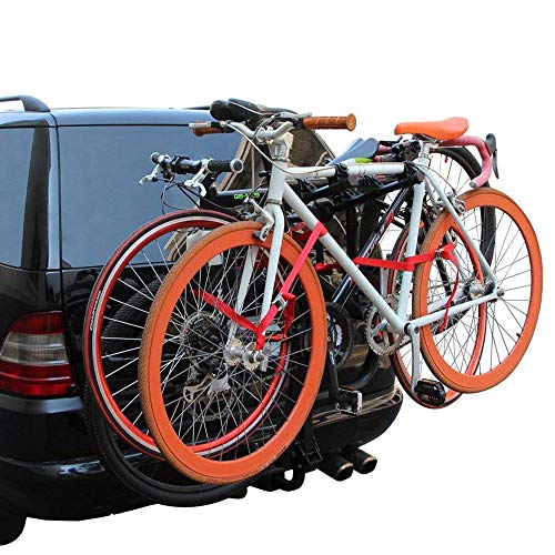 WVIVW Portabicicletas Porton Trasero Universal 4 Bicis Portabicis para Coche 2 Bicicletas Plegable Porta-Bicis Auto con Correas Soporte de Bici baca para Bicicletas Bike Acero Carga 60kg