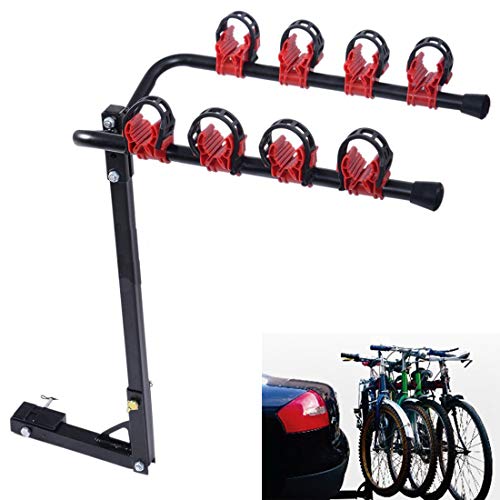 WVIVW Portabicicletas Porton Trasero Universal 4 Bicis Portabicis para Coche 2 Bicicletas Plegable Porta-Bicis Auto con Correas Soporte de Bici baca para Bicicletas Bike Acero Carga 60kg