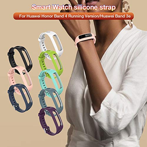 WyTosa Pulsera Deportiva de Silicona para Huawei Band 3e 4e Huawei Honor Band 4, versión de Carrera, reemplaza la Correa de Silicona, Unisex, Correa de Silicona, Resistente al Agua y al Sudor (Black)