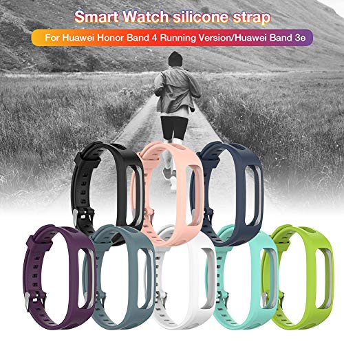 WyTosa Pulsera Deportiva de Silicona para Huawei Band 3e 4e Huawei Honor Band 4, versión de Carrera, reemplaza la Correa de Silicona, Unisex, Correa de Silicona, Resistente al Agua y al Sudor (Black)