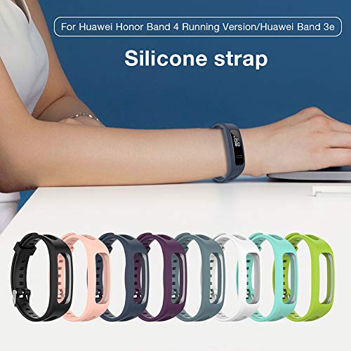 WyTosa Pulsera Deportiva de Silicona para Huawei Band 3e 4e Huawei Honor Band 4, versión de Carrera, reemplaza la Correa de Silicona, Unisex, Correa de Silicona, Resistente al Agua y al Sudor (Black)