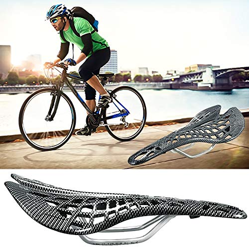 WZ YDTH Sillín de Bicicleta, Cómodo Asineto Ergonómico, Asiento de Bicicleta Relleno Sillín de Bicicleta Cojín del Asiento Spider Fibra de Carbono PU Transpirable Suave