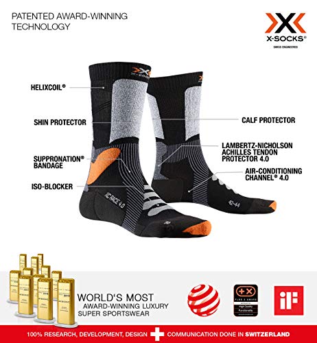 X-Socks X-Country Race 4.0 Invierno Calcetines De Esquí, Hombre, Black/Stone Grey Melange, 39/41