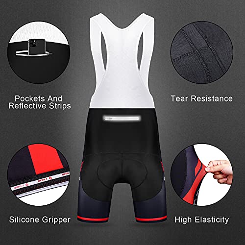 X-TIGER Hombres de Bicicleta con 5D Gel Acolchado MTB Ciclismo Maillots Tirantes Culotte Pantalones Cortos Culotes