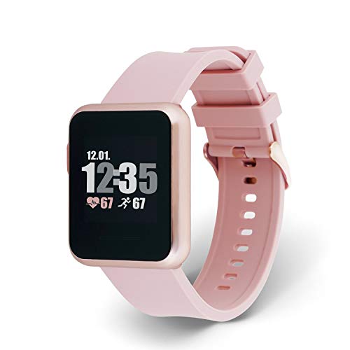 X-WATCH 54043 Keto Sun Reflect - Smartwatch, Monitor de Ejercicio, pulsómetro, Resistente al Agua IP68, batería hasta 20 días, Android e iOS, Color Plateado