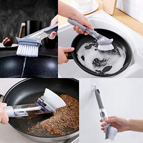 Xhwykzz Dish Scrubber - Cepillo de cocina con dispensador de jabón