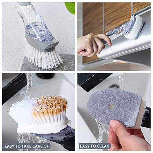 Xhwykzz Dish Scrubber - Cepillo de cocina con dispensador de jabón