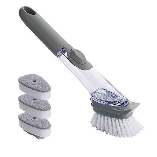 Xhwykzz Dish Scrubber - Cepillo de cocina con dispensador de jabón