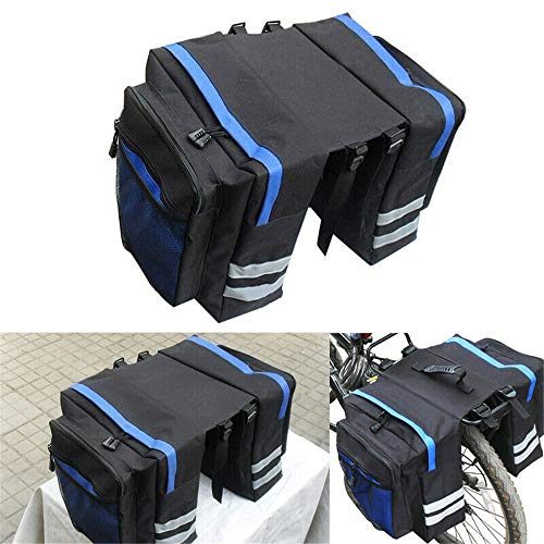 XHZY 1 PCs Bicycle Carrier Bag Rack Trunk Bike Luggage Back Panner Two Double Bags Sport Cycling Saddle Storage Rear Seat Waterproof of Double Bag Blue