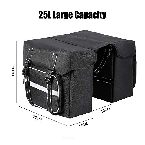 XHZY 25 L Bicycle Bags Cycling Rear Double Side Travel Bag Tail Seat Panier Bicycle Luggage Carrier Bike Rack Trunk Bag with Waterproof Cover Gray