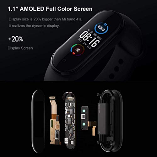 Xiaomi Mi Band 5 Pulsera de Actividad Inteligente, Nueva Carga magnética, Pantalla AMOLED de 1,1", 100+ Fondos de Pantalla temáticos, 24 horaspulsometro/Fitness Tracker, 50M a Prueba de Agua