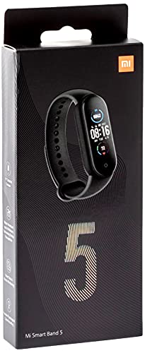 Xiaomi mi Band 5 Pulsera de Fitness Inteligente Monitor de Ritmo cardíaco 5ATM a Prueba de Agua * 14 días de duración de la batería 11 Modos Deportivos 1.1" Pantalla AMOLED Negro