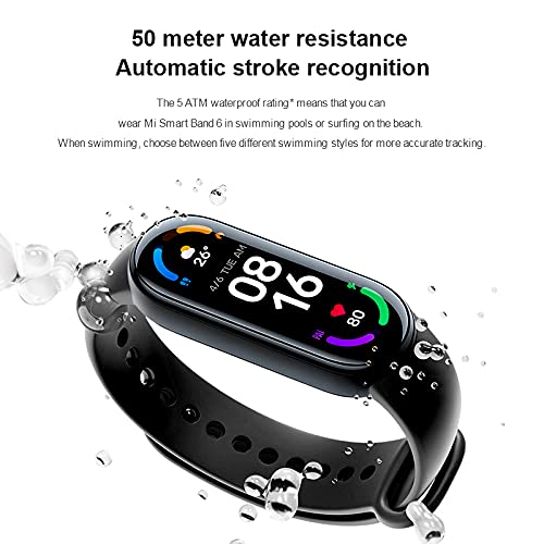 Xiaomi Mi Band 6 Pulsera,Reloj Inteligente Pulsera,1.56" Pantalla AMOLED,Monitoreo del Sueño,Rastreador de Ejercicios Bluetooth a Prueba de Agua,Versión Global