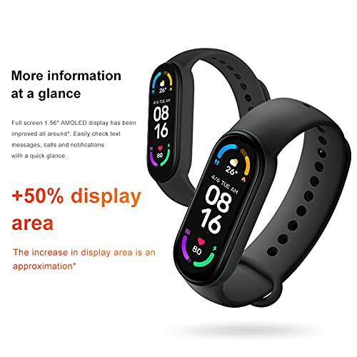 Xiaomi Mi Band 6 Pulsera,Reloj Inteligente Pulsera,1.56" Pantalla AMOLED,Monitoreo del Sueño,Rastreador de Ejercicios Bluetooth a Prueba de Agua,Versión Global