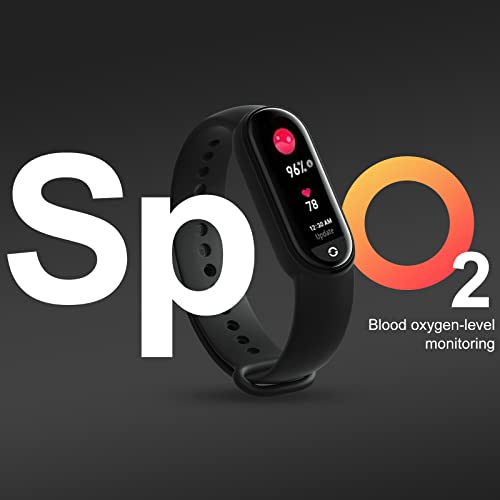 Xiaomi Mi Smart Band 6 Pantalla AMOLED de 1.56 Pulgadas, Monitor de Frecuencia Cardíaca y Oxígeno en Sangre de 24 Horas, Rastreador de Ejercicios Bluetooth, 5ATM, Versión Global, Negro