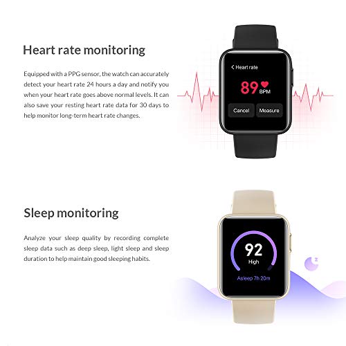 Xiaomi Mi Watch Lite Smartwatch Sport Fitness Trackers 1.4" Pantalla TFT 5ATM Resistencia Monitoreo del Ritmo Cardíaco Monitoreo del Sueño Ejercicios de Respiración Actividades Banda (Negro)