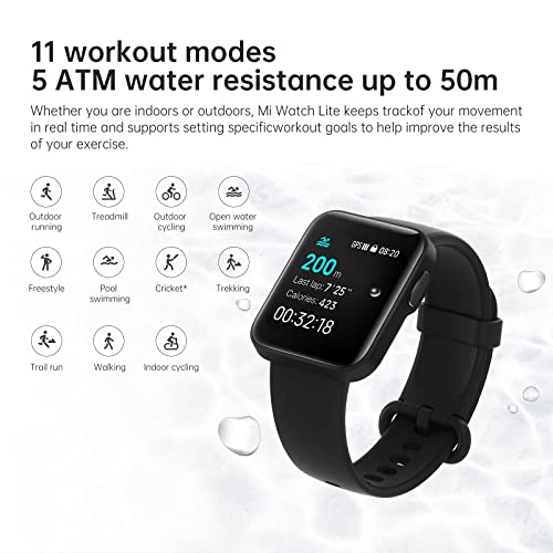 Xiaomi Mi Watch Lite Sport Smartwatch - Pantalla LCD TFT de 1.4 '', GPS, Control Frecuencia Cardíaca, 11 Modelos de Entrenamiento, 5ATM, Azul