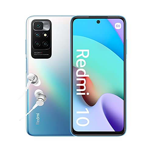 Xiaomi Redmi 10 - Smartphone 4+64 GB, 6,5" FHD+ 90 Hz DotDisplay, MediaTek Helio G88, 50MP cámara cuádruple con IA, 5000 mAh, Azul Marítimo (Versión ES + 2 años de garantía)