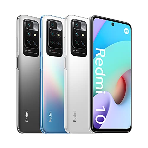 Xiaomi Redmi 10 - Smartphone 4+64 GB, 6,5" FHD+ 90 Hz DotDisplay, MediaTek Helio G88, 50MP cámara cuádruple con IA, 5000 mAh, Azul Marítimo (Versión ES + 2 años de garantía)