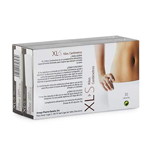 XLS Medical Kilos Centímetros Captagrasas Adelgazante, Tratamiento Para Perder Peso, Reductor De Apetito Con Guaraná Y Ginseng - Pack Duplo 2 X 30 Comprimidos, 1 Mes De Tratamiento