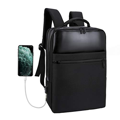 Xnuoyo 15.6 Pulgadas Antirrobo Mochila Portátil, Gran Capacidad Mochila Ordenador Portatil Resistente al Agua con el Puerto de Carga USB para Hombre Mujer Oficina Trabajo Diario Negocio (Negro)