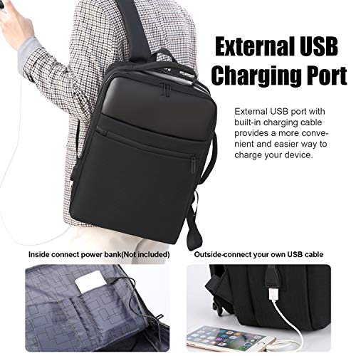 Xnuoyo 15.6 Pulgadas Antirrobo Mochila Portátil, Gran Capacidad Mochila Ordenador Portatil Resistente al Agua con el Puerto de Carga USB para Hombre Mujer Oficina Trabajo Diario Negocio (Negro)