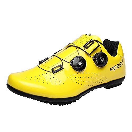 XTD Mejorados para Hombre Sundried Favorables Zapatos Zapatos-Bici del Camino De Ciclo del Camino con Tacos - para Spin Cycle Interior Empleo En Carretera Ciclismo- Amarillo A-UK 3.5 = EU 36