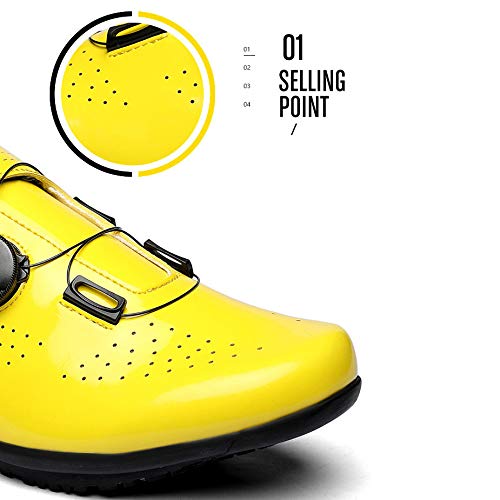 XTD Mejorados para Hombre Sundried Favorables Zapatos Zapatos-Bici del Camino De Ciclo del Camino con Tacos - para Spin Cycle Interior Empleo En Carretera Ciclismo- Amarillo A-UK 3.5 = EU 36