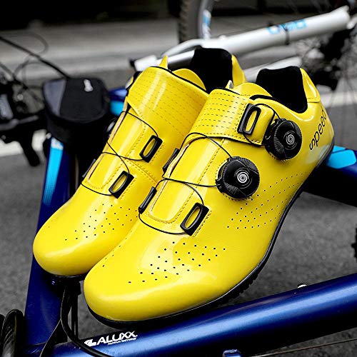 XTD Mejorados para Hombre Sundried Favorables Zapatos Zapatos-Bici del Camino De Ciclo del Camino con Tacos - para Spin Cycle Interior Empleo En Carretera Ciclismo- Amarillo A-UK 3.5 = EU 36