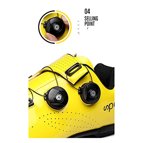 XTD Mejorados para Hombre Sundried Favorables Zapatos Zapatos-Bici del Camino De Ciclo del Camino con Tacos - para Spin Cycle Interior Empleo En Carretera Ciclismo- Amarillo A-UK 3.5 = EU 36