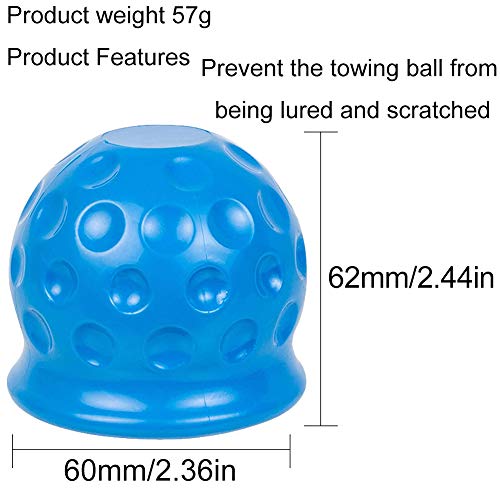 XYDZ 4PCS Tapa Bola Remolque Tapa Acople de Remolque para Cabeza de Bola de Hasta Ø 50 mm (2" pulgadas) Cubierta de Goma Cubierta Gancho Tapon Protector Contra la Abrasión y Suciedad Caravana - Azul