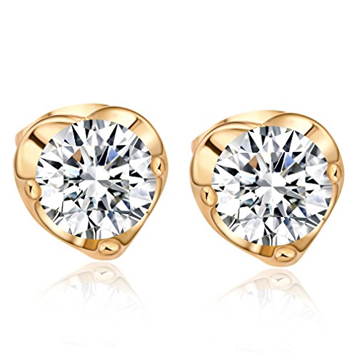 YAZILIND 18 k chapado en oro mujer joyer¨ªa exquisita corte chispas rhinestone Stud pendiente (blanco)
