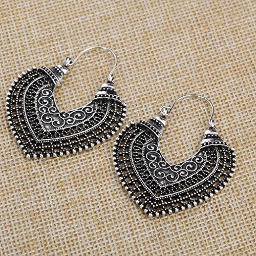 YAZILIND tibetano plata aleacion de melocoton corazon forma antojo Dangle Drop gancho pendientes aretes mujeres chicas regalo