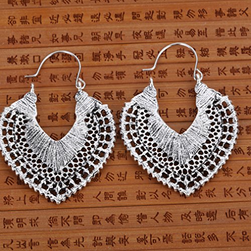 YAZILIND tibetano plata aleacion de melocoton corazon forma antojo Dangle Drop gancho pendientes aretes mujeres chicas regalo