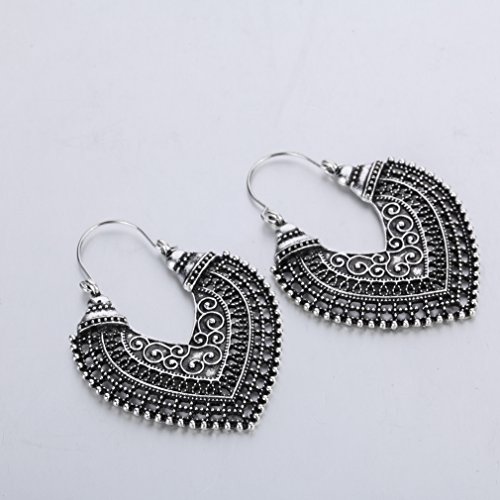 YAZILIND tibetano plata aleacion de melocoton corazon forma antojo Dangle Drop gancho pendientes aretes mujeres chicas regalo