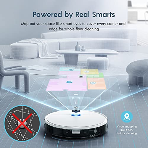 yeedi Vac Hybrid Robot Aspirador y fregasuelos, 2500 Pa de succión, detección de alfombras, navegación y mapeado Inteligente, Control por Voz & App, Programa de Limpieza, 110 min de autonomía