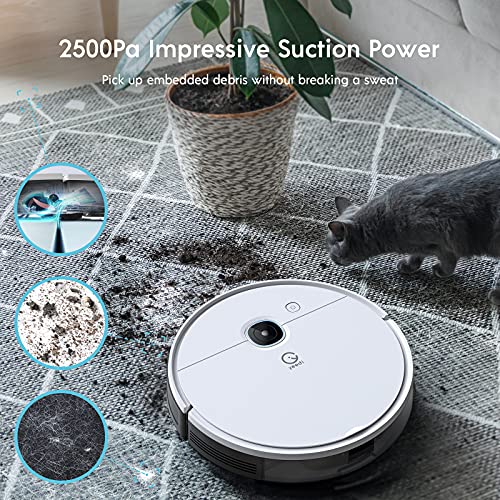 yeedi Vac Hybrid Robot Aspirador y fregasuelos, 2500 Pa de succión, detección de alfombras, navegación y mapeado Inteligente, Control por Voz & App, Programa de Limpieza, 110 min de autonomía