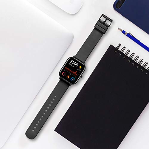 YHC Correa para Xiaomi Amazfit GTS Correas,Pulsera de Reemplazo de Silicona Suave para Amazfit GTS 2(1-Negro)