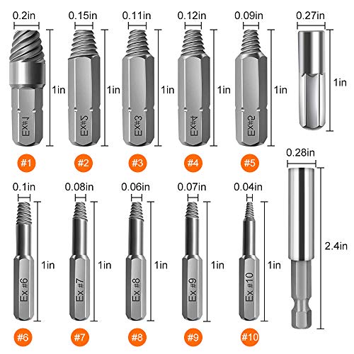 Yideng Juego de extractor de tornillos dañados y extractores de tornillos rotos con soporte de extensión magnético y adaptador de enchufe para quitar tornillos (22pcs )